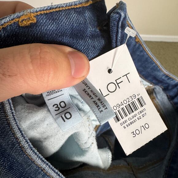 Loft Curvy High Waist Skinny Ankle Denim Blue Jeans US Womens 30 New - Picture 4 of 6